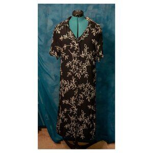 Vintage Caron Collared Midi Dress Floral Print Size 14 USA Made
